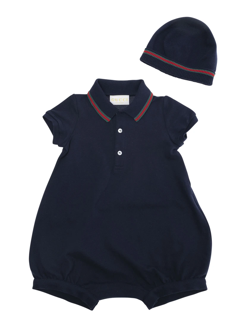 Dark Blue Tracksuit and Beanie Set in Cotton Baby