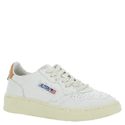 Medalist White Low Top Sneakers with Logo Patch on Tongue and Side in Leather Woman