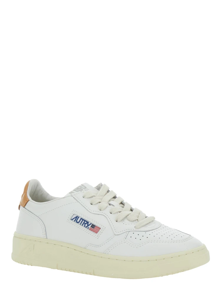 Medalist White Low Top Sneakers with Logo Patch on Tongue and Side in Leather Woman alternative