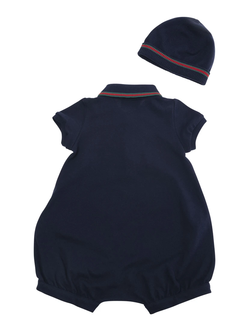 Dark Blue Tracksuit and Beanie Set in Cotton Baby