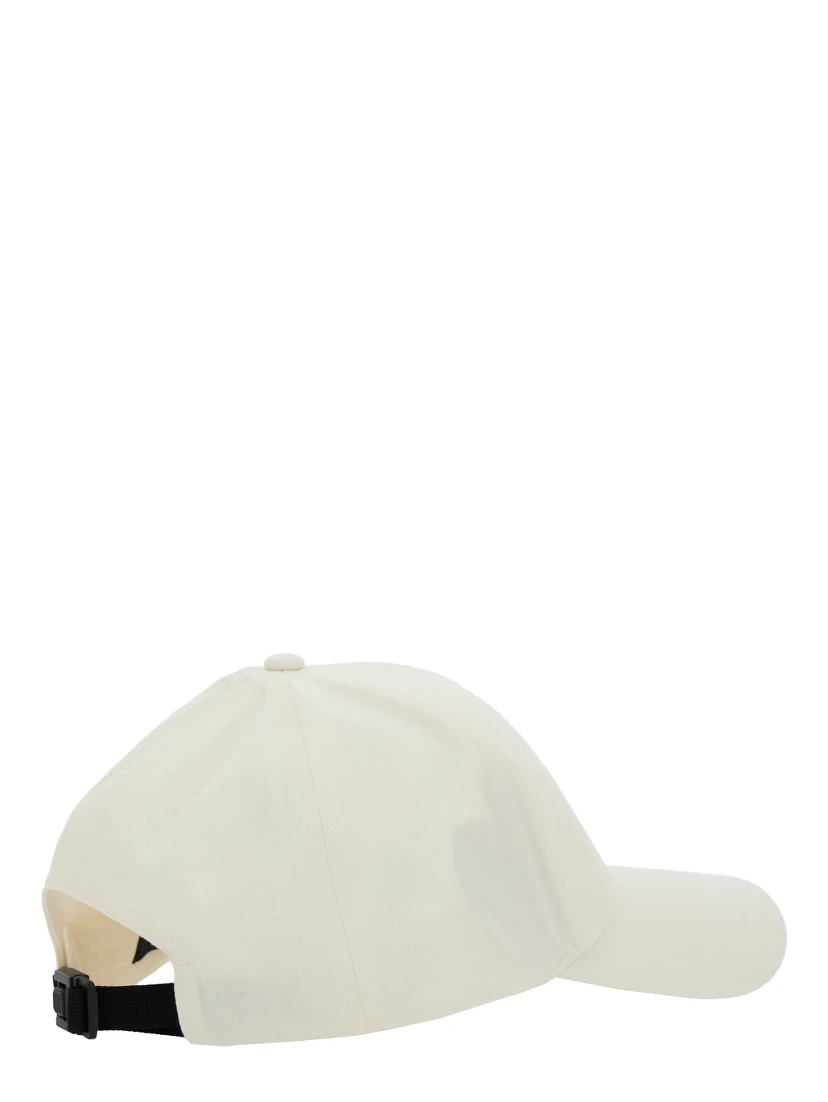 White Baseball Cap with Logo Patch on the Front in Cotton Man