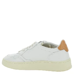 Medalist White Low Top Sneakers with Logo Patch on Tongue and Side in Leather Woman