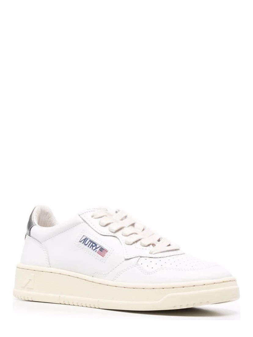 White and Silver Leather Sneakers Autry Woman