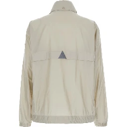 Negara Beige Jacket with Logo Print on the Front and Removable Hood in Tech Fabric Man