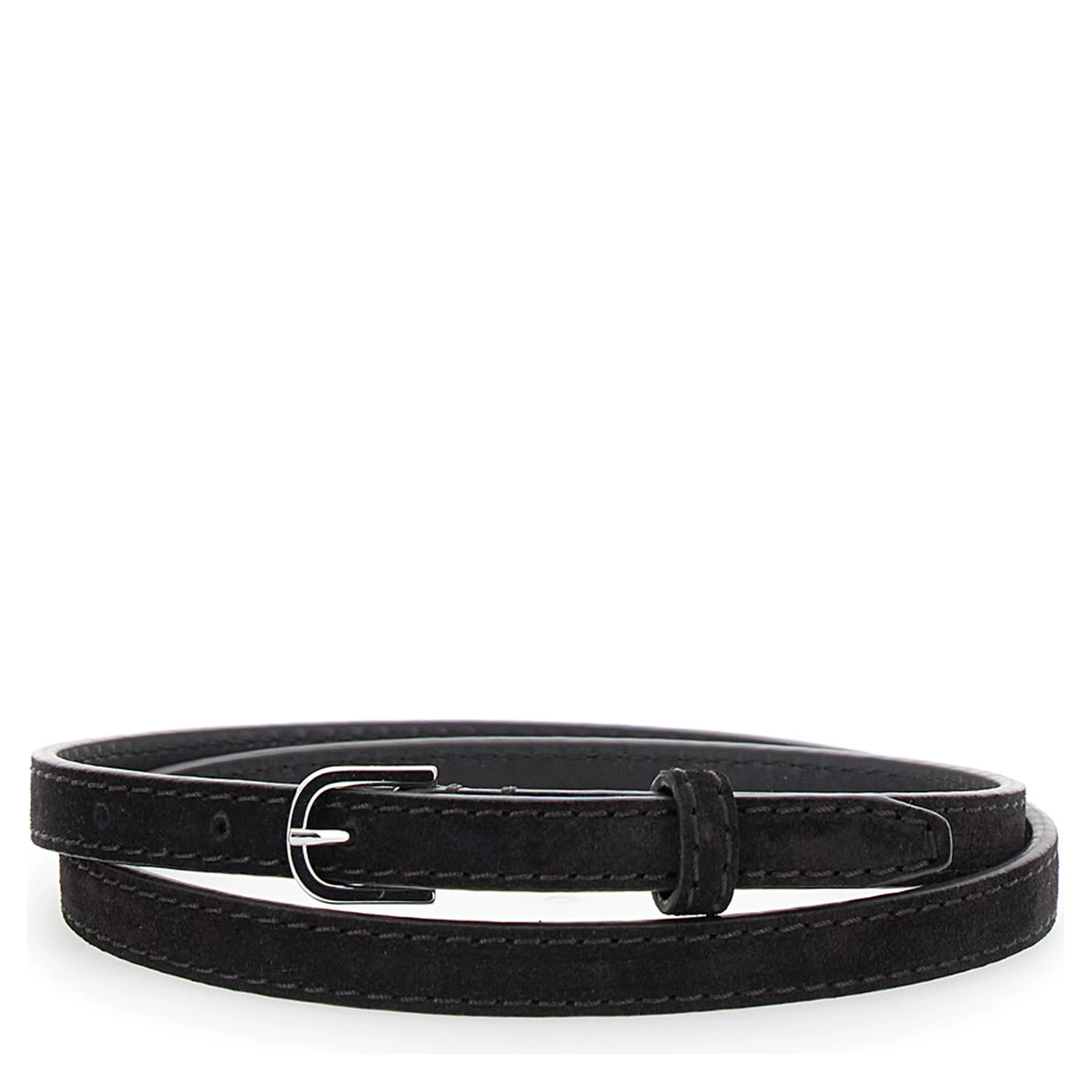 Brown Belt with Embossed Logo Detail and Adjustable Buckle in Suede Woman