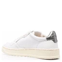 White and Silver Leather Sneakers Autry Woman