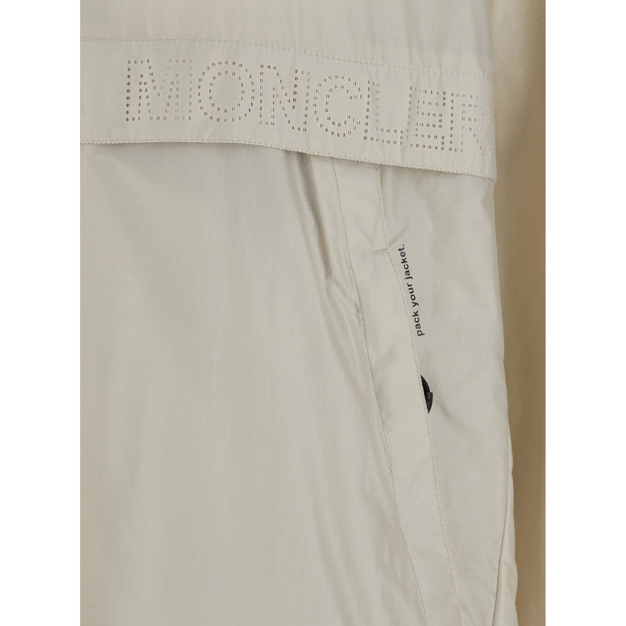 Negara Beige Jacket with Logo Print on the Front and Removable Hood in Tech Fabric Man