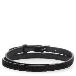 Brown Belt with Embossed Logo Detail and Adjustable Buckle in Suede Woman