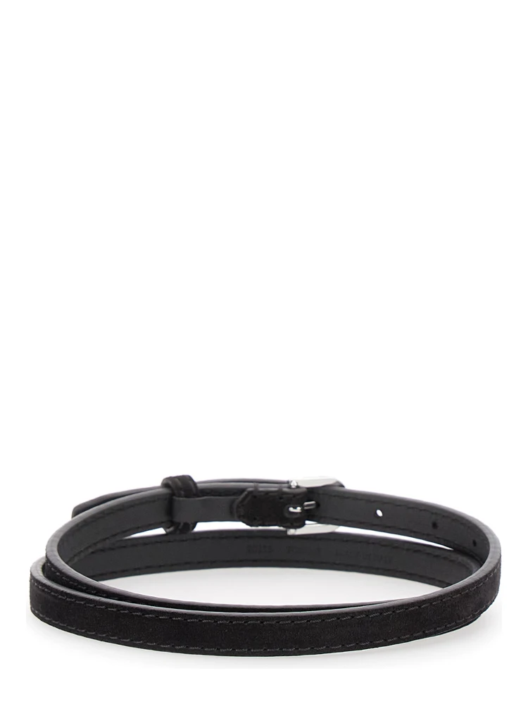 Brown Belt with Embossed Logo Detail and Adjustable Buckle in Suede Woman alternative