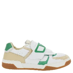 Joie de Jouer White Low Top Sneakers with Perforated Details and Maxi VLogo on the Front in Leather Man