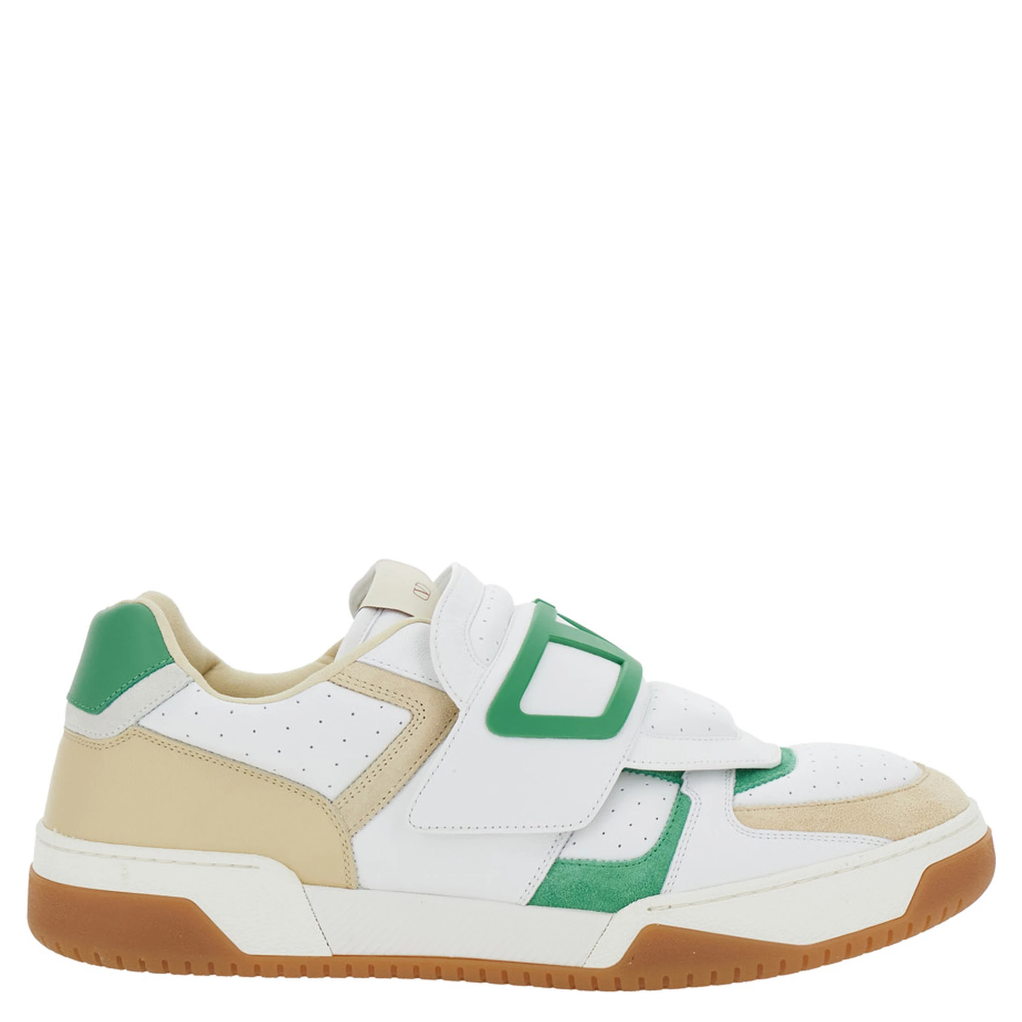 Joie de Jouer White Low Top Sneakers with Perforated Details and Maxi VLogo on the Front in Leather Man
