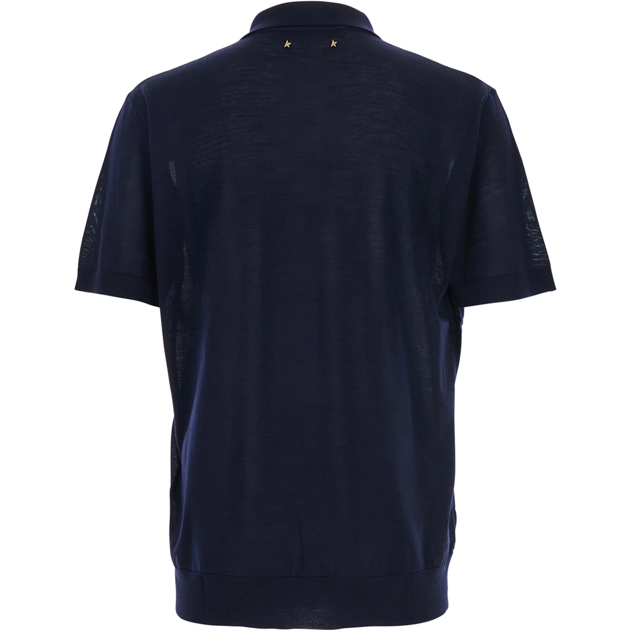 Blue Polo Shirt with Classic Collar and Short Sleeves in Wool Man