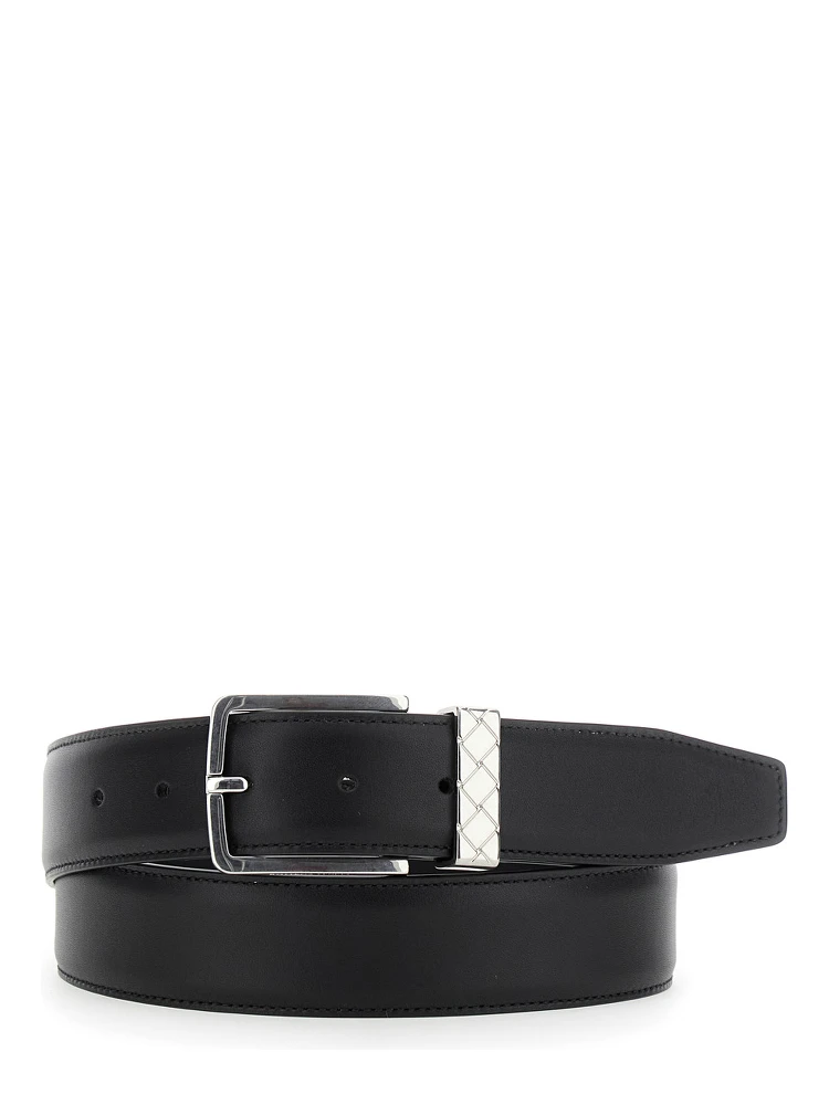 Black Belt with Intrecciato Detail on the Buckle in Leather Man alternative