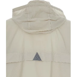 Negara Beige Jacket with Logo Print on the Front and Removable Hood in Tech Fabric Man