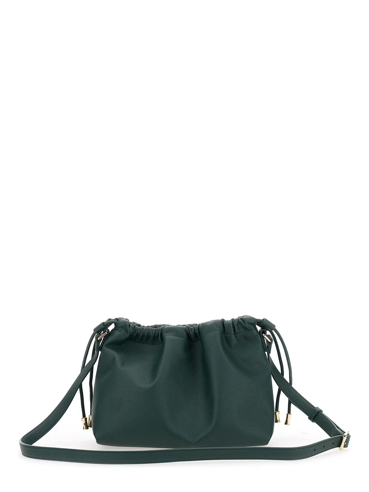 Ninon Green Crossbody Bag with Drawstring Closure and Embossed Logo Lettering on the Front in Ecoleather Woman alternative