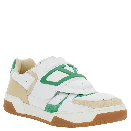 Joie de Jouer White Low Top Sneakers with Perforated Details and Maxi VLogo on the Front in Leather Man