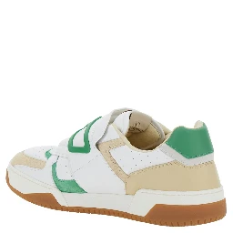 Joie de Jouer White Low Top Sneakers with Perforated Details and Maxi VLogo on the Front in Leather Man