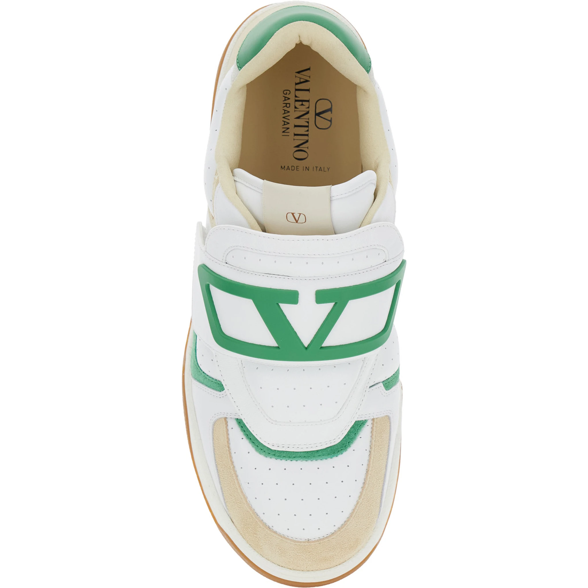 Joie de Jouer White Low Top Sneakers with Perforated Details and Maxi VLogo on the Front in Leather Man