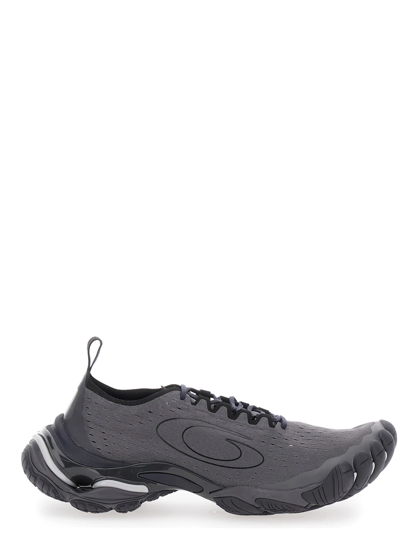 Anatomic Runner Black Sneaker with Anatomical Five-Toe Shape in Tech Fabric Man