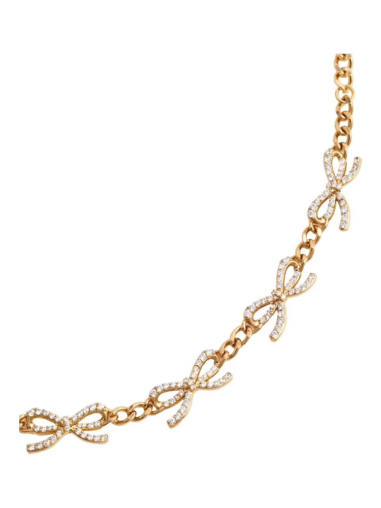 Metallic Bracelet with Bow nad Crystal Embellishments in Copper Woman alternative