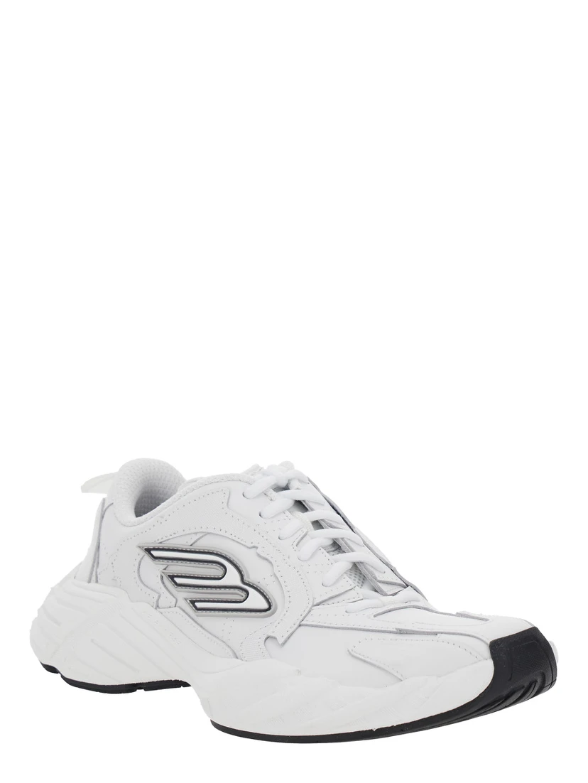 Monday White Low Top Sneakers with Logo Detail on the Side and Size Patch on the Heel in Leather Woman