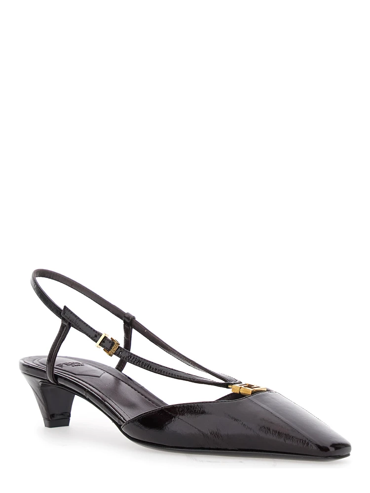 Brown Pumps with FF Logo on the Front in Hagfish Leather Woman alternative
