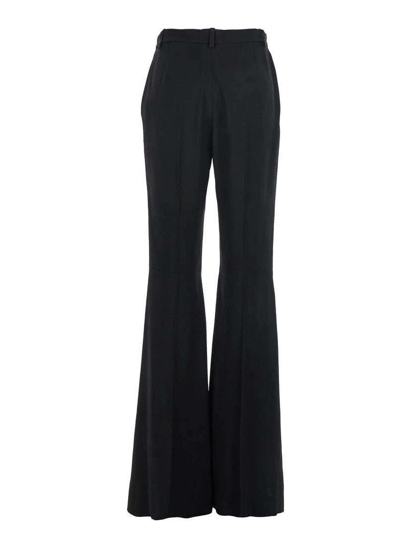 Black Pants with Belt Loops and Flared Leg in Viscose Woman