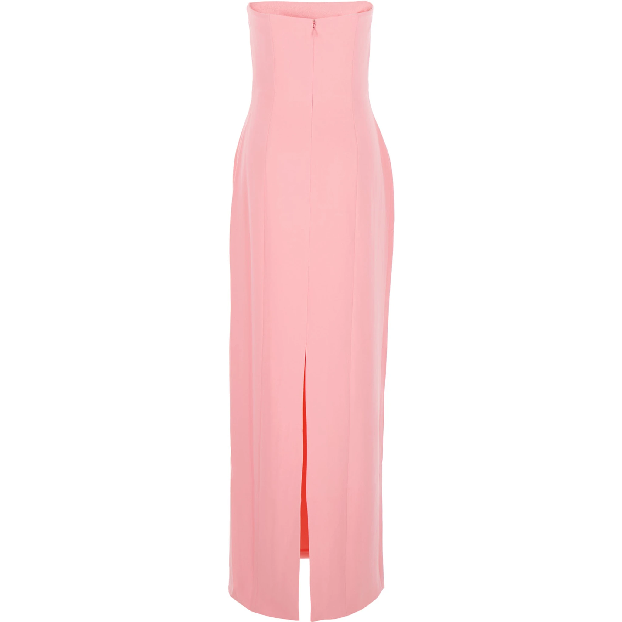 Anderson Pink Long Dress with Bare Shoulder and Back Slit in Twill Woman