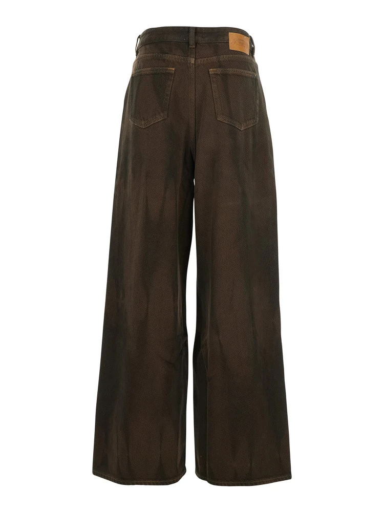 Brown Jeans with Tie-Dye Pattern and Logo Patch on Back in Denim Woman alternative