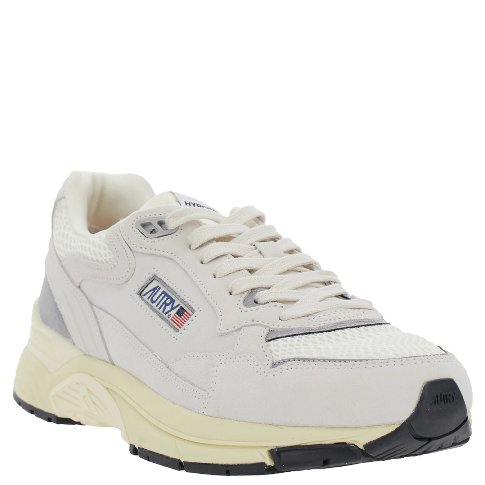 Hyperway White Low Top Sneakers with Logo Patch on Tongue and Side in Tech Fabric Man