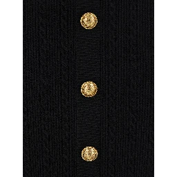 Black Skirt with Logo Buttons and Zip Closure in Viscose Blend Woman
