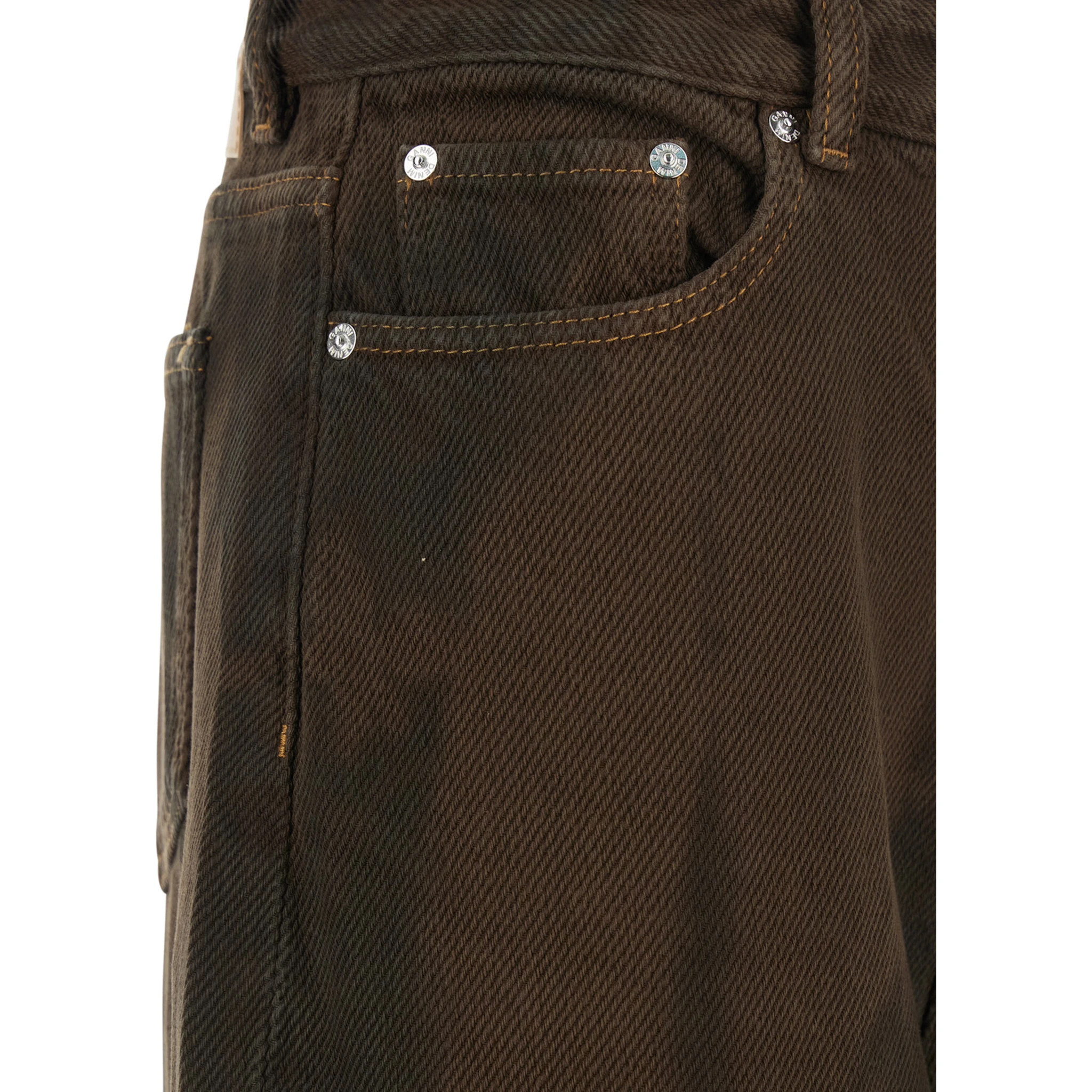 Brown Jeans with Tie-Dye Pattern and Logo Patch on Back in Denim Woman
