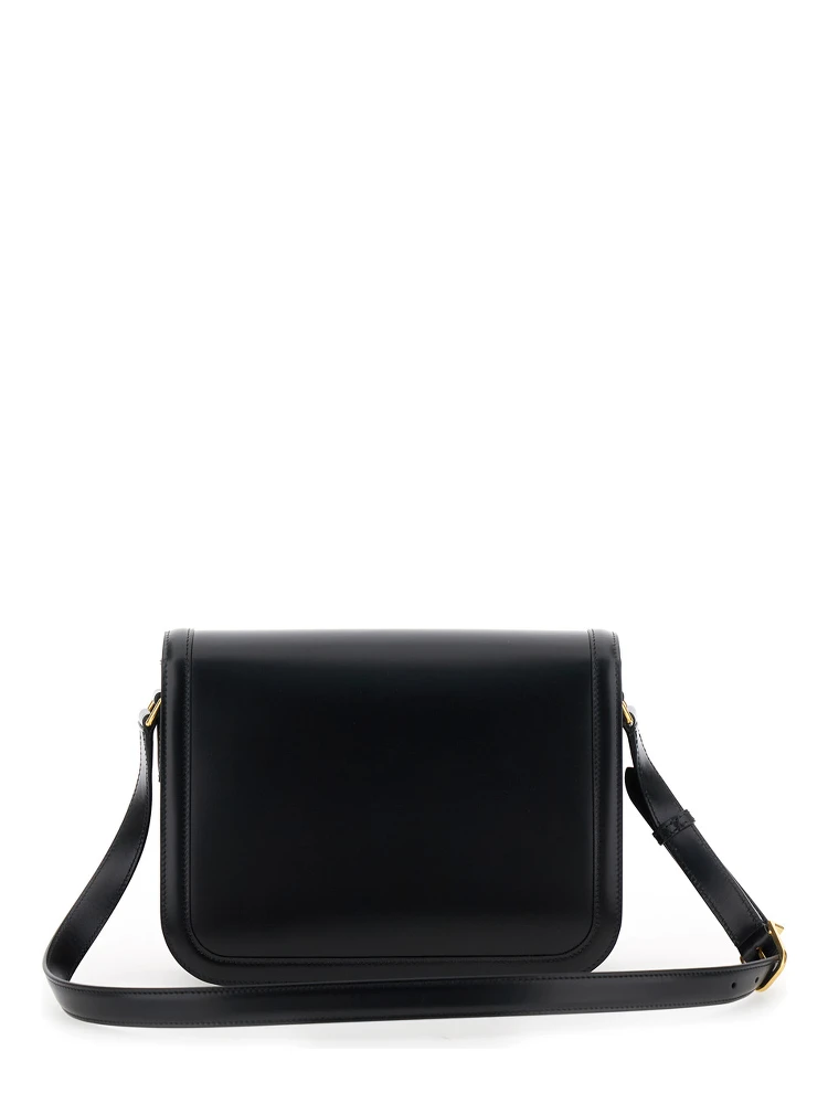 Black Shoulder Bag with VLogo Detail on the Front in Leather Man alternative