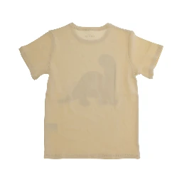 Beige Crewneck T-Shirt wth Print on the Front in Cotton Baby