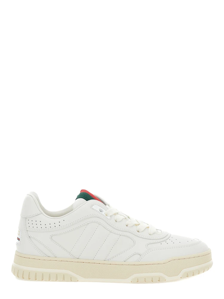 Re-Web White Low Top Sneakers with Web Detail and Embossing in Leather Woman