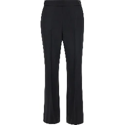 Black Flared Pants with Pences in Wool Woman