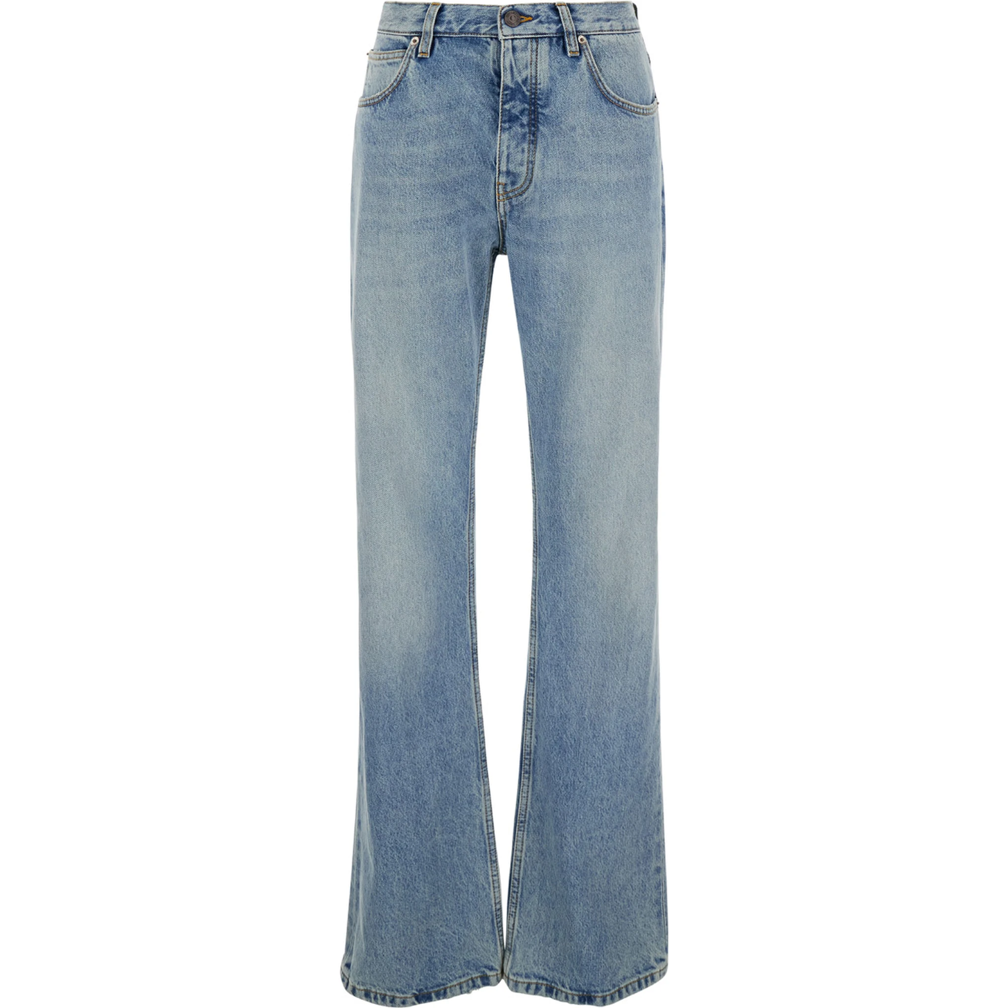 Light Blue Low Waisted Straight Jeans in Denim Woman