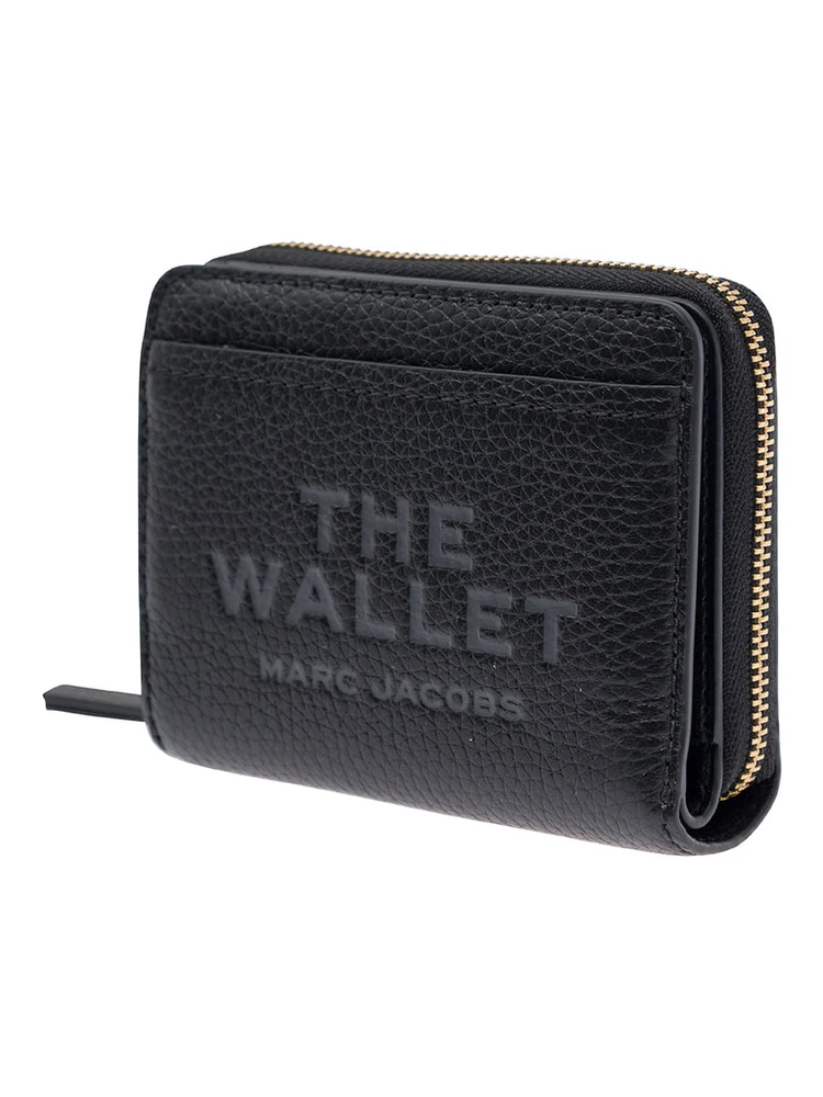 The Mini Black Wallet with Engraved Logo on the Front in Hammered Leather Woman alternative