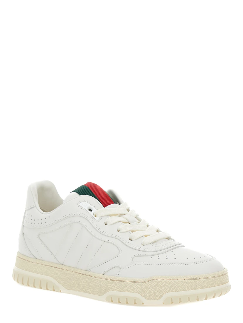 Re-Web White Low Top Sneakers with Web Detail and Embossing in Leather Woman