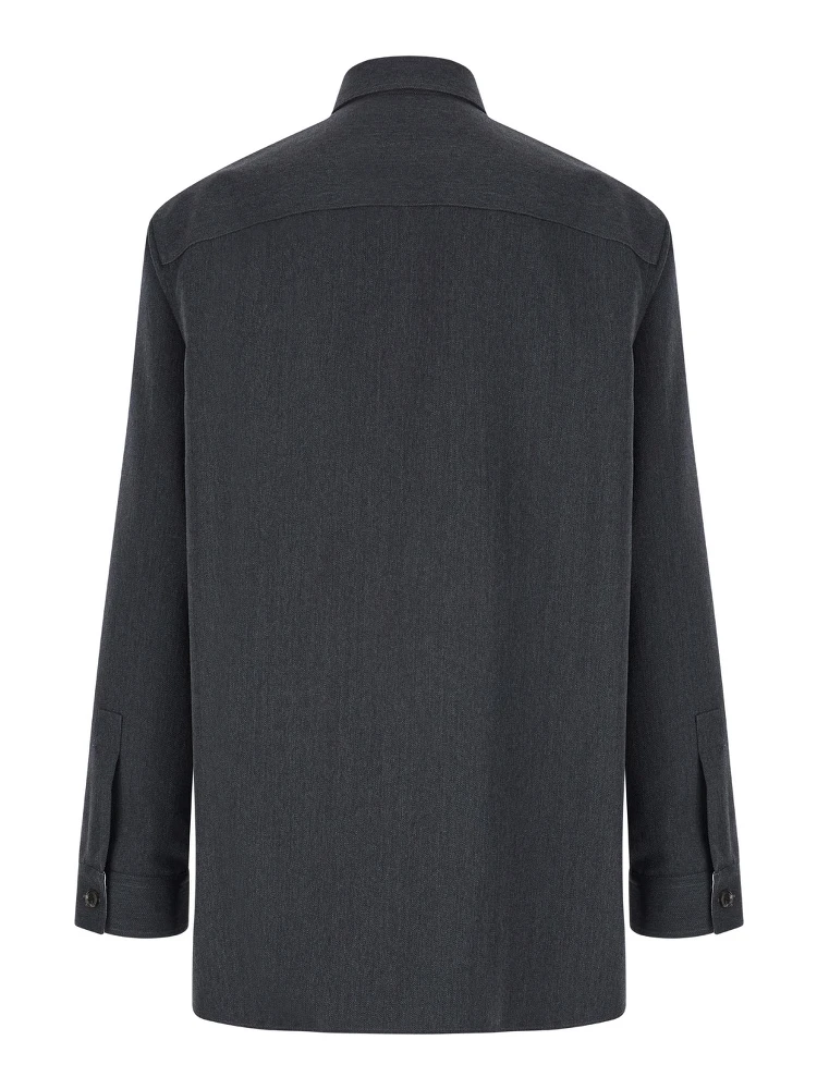 Grey Shirt with Pointed Collar in Wool Man alternative