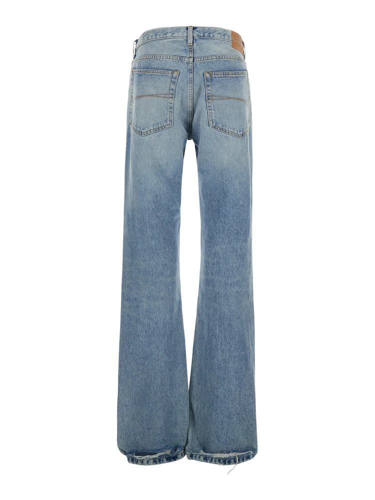 Light Blue Low Waisted Straight Jeans in Denim Woman alternative