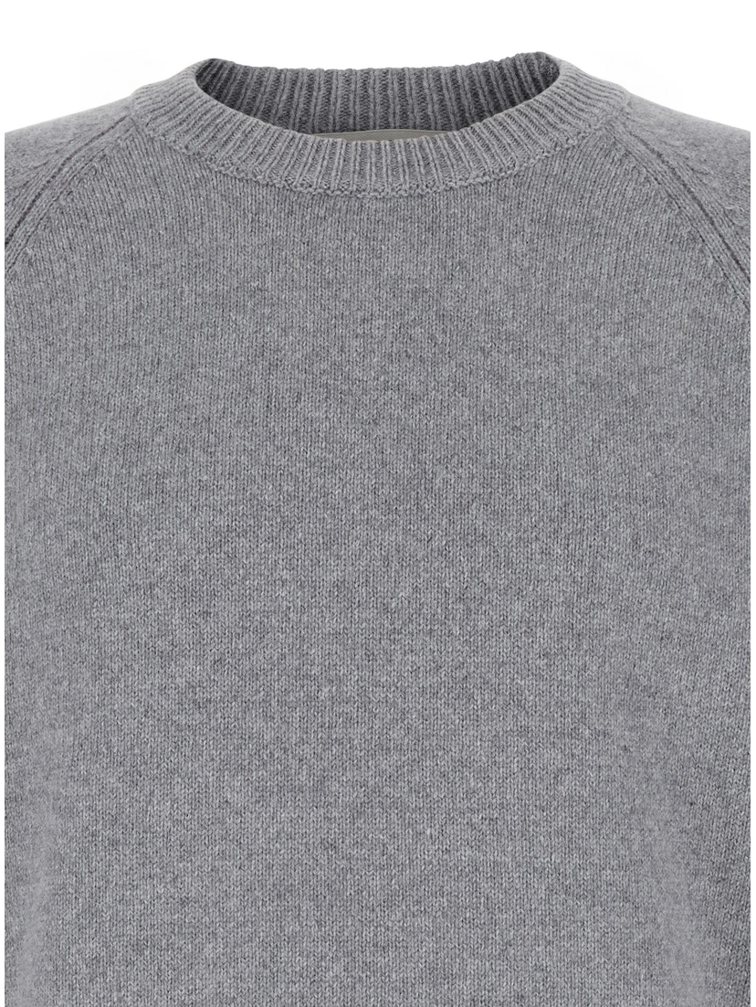 Grey Crewneck Sweater in Wool and Cashmere Blend Man