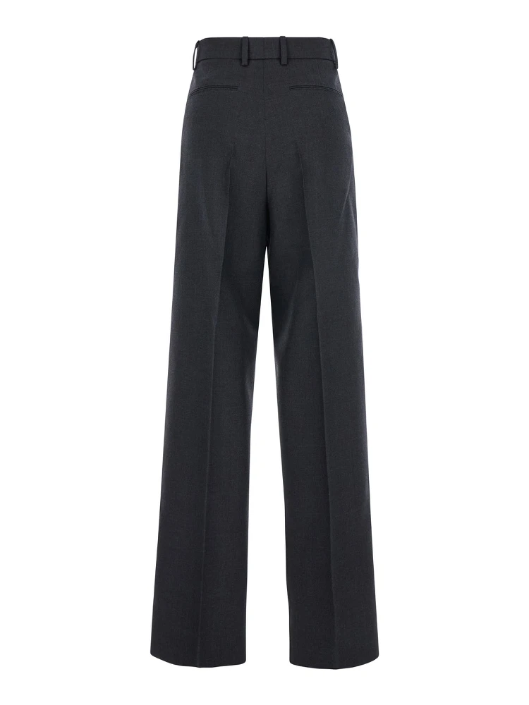 Grey Pants with Logo Lettering Detail on the Waist in Wool Woman alternative