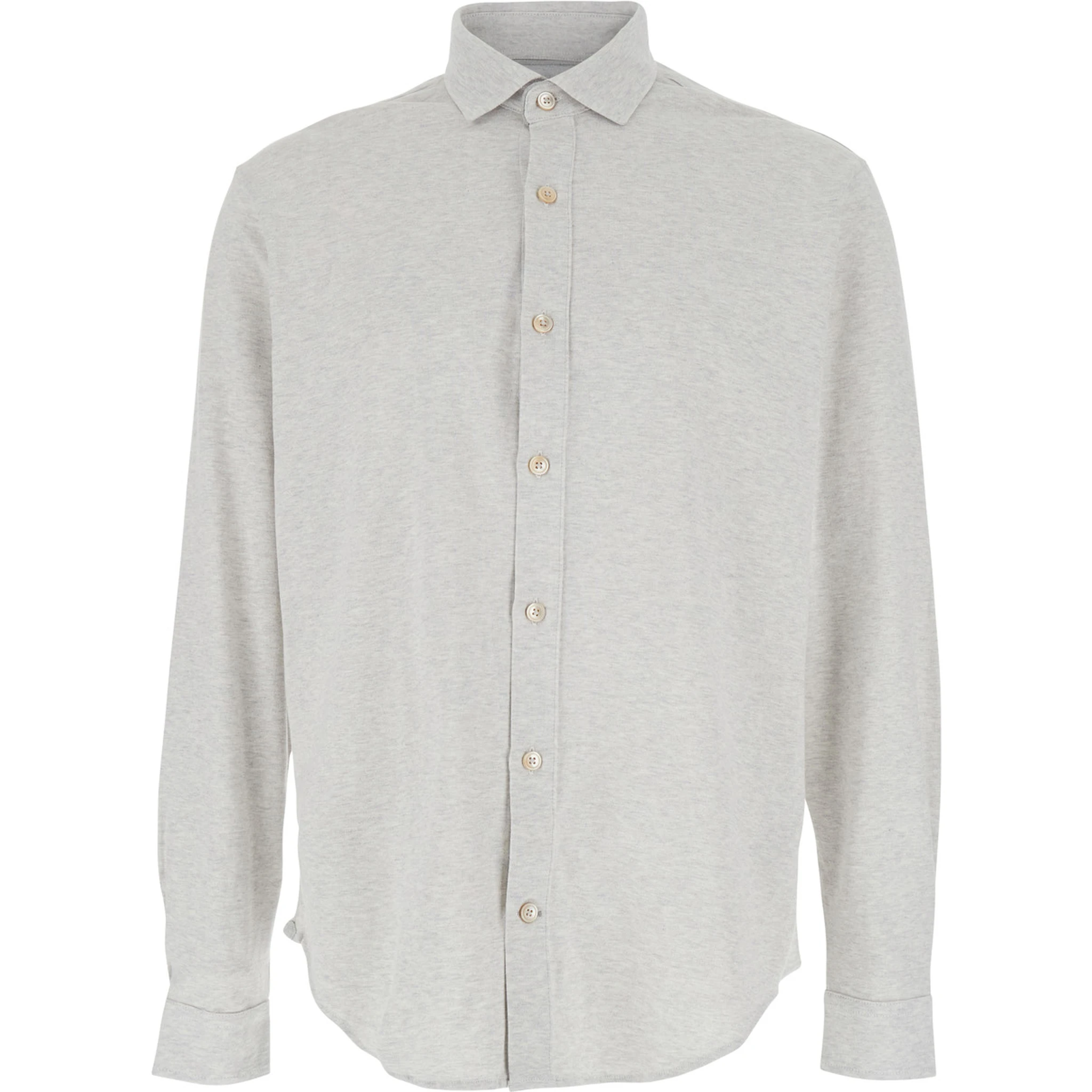 Grey Shirt with Classic Collar in Cotton Man