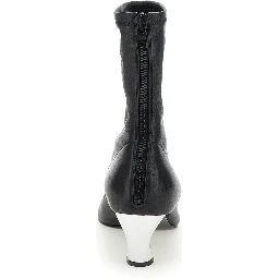 Armadillo Black Ankle Boots with Golden Heel in Smooth Leather Woman