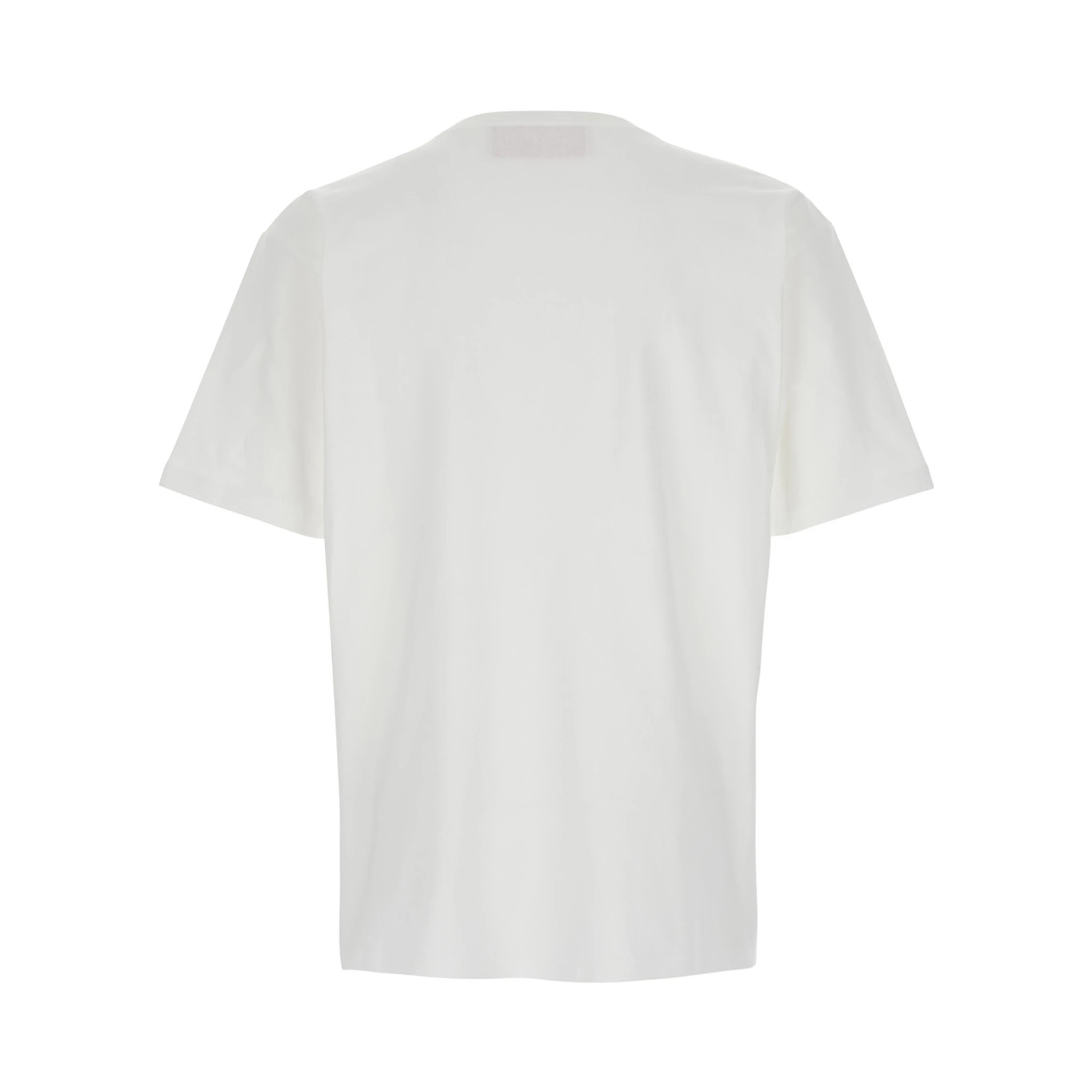 Chez White Crewneck T-Shirt with Maxi Logo Print on the Front in Cotton Man