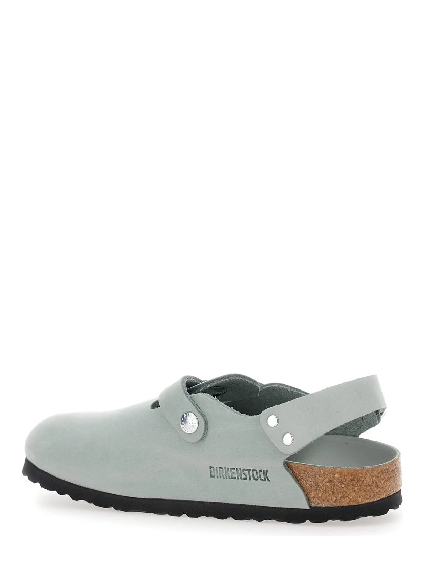 Tokio Light Blue Mules with Buckles on the Front and Back in Leather Woman