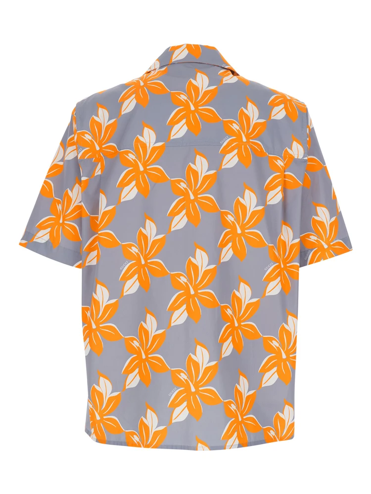 Multicolor Bowling Shirt with Cuban Collar and All-Over Floral Print in cotton Man alternative