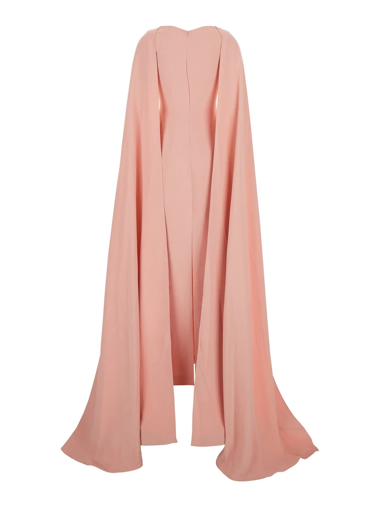 Morgan Pink Long Dress with V Neck and Rear Single Slit in Tech Fabric Woman alternative