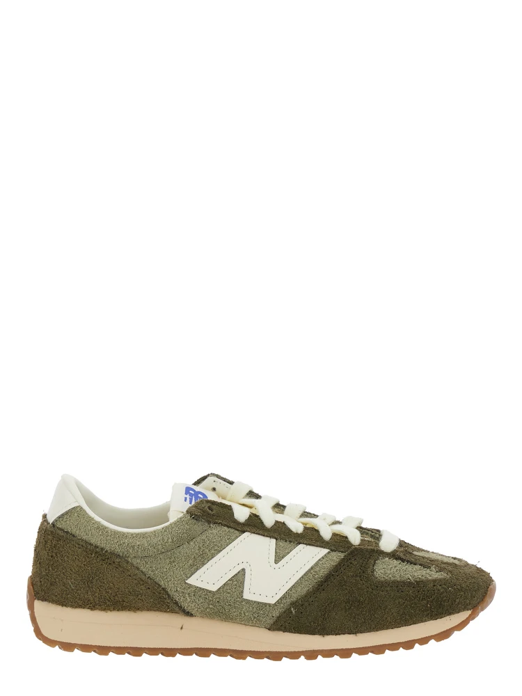 Green Low Top Sneakers with Logo Patch in Suede Unisex